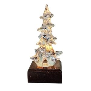 Vintage Glass Murano Light Up Tree Christmas Wood Base Controlled Bubbles